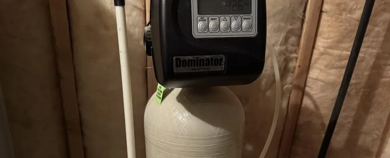 Water softener control valve and resin tank installed by Rare Breed Plumbing in Utah
